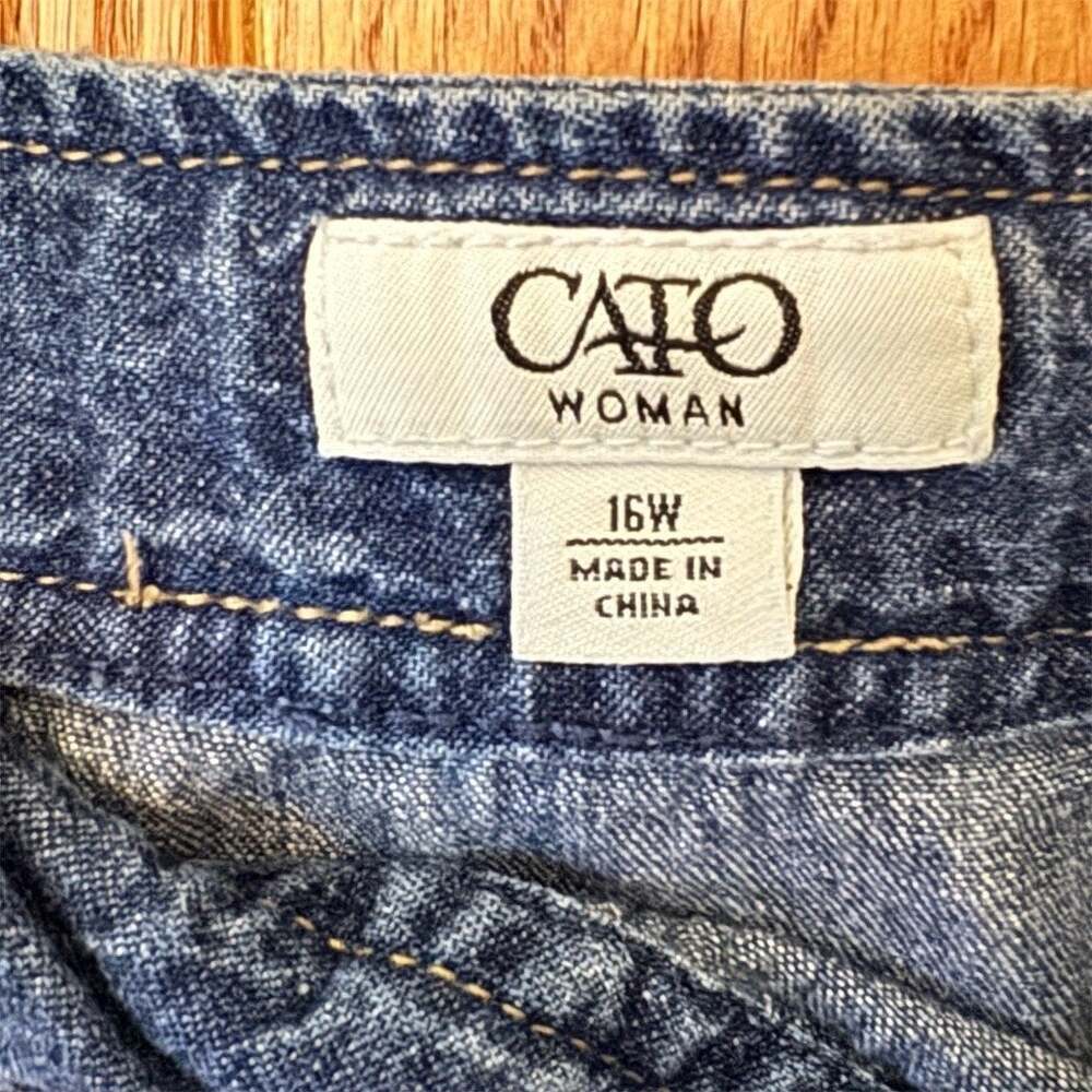 Cato Woman Skirt Womens Plus Size 16 Blue Denim A-Line Midi Side Zip - Picture 3 of 4